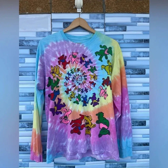 Grateful Dead Bears Tie Dye Long Sleeve Tee 1995 - Picture 1 of 5